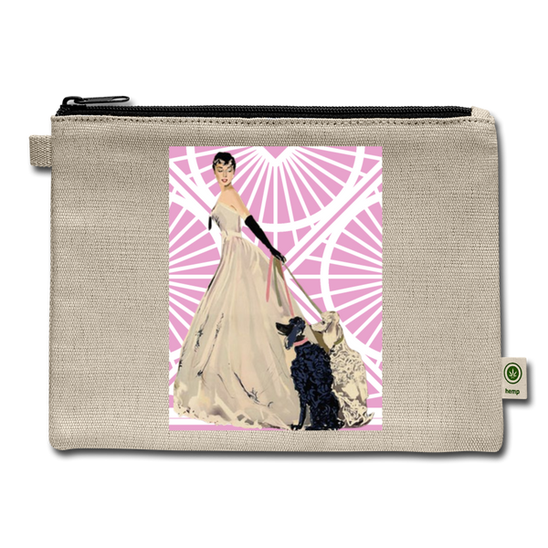 Lady with Poodles Carry All Pouch - natural