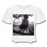 Cat Lady Cropped T-Shirt - white