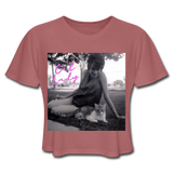 Cat Lady Cropped T-Shirt - mauve