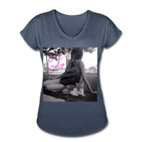 Cat Lady V-Neck T-Shirt - navy heather