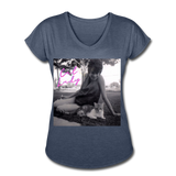 Cat Lady V-Neck T-Shirt - navy heather