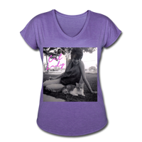 Cat Lady V-Neck T-Shirt - purple heather