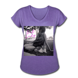 Cat Lady V-Neck T-Shirt - purple heather